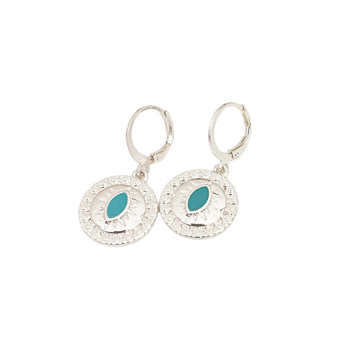 Yasmin Silver Lucky Evil Eye Charm Huggies