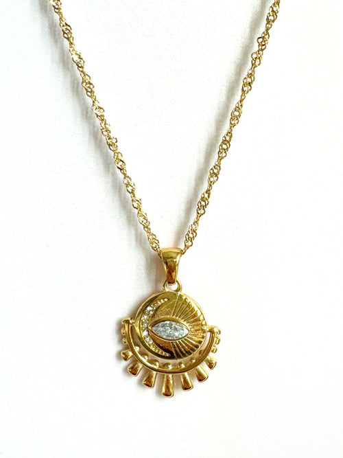 Layla Luxe 18k Gold Plated Evil Eye Necklace