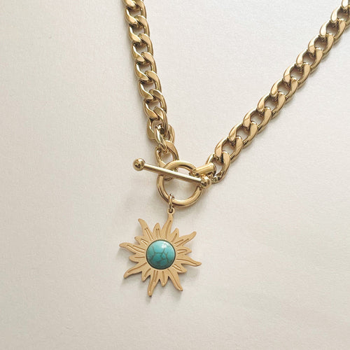 Calista Sunburst T Bar Choker Necklace