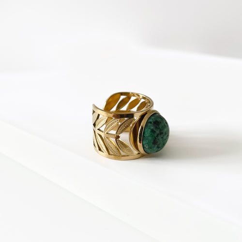 Zariya Luxe 18k Gold Plated Statement Stone Ring