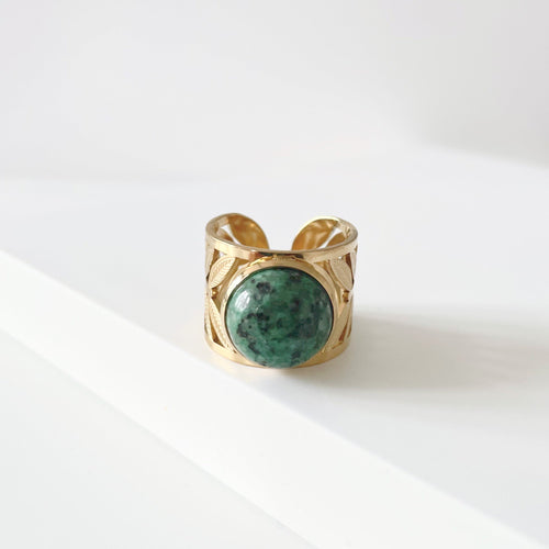 Zariya Luxe 18k Gold Plated Statement Stone Ring