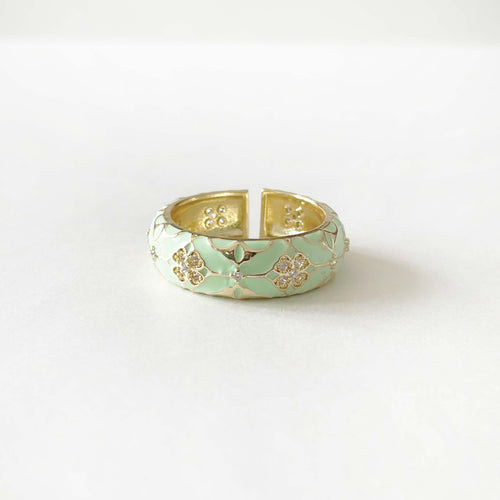 Cleo Mint Jewelled Enamel Ring