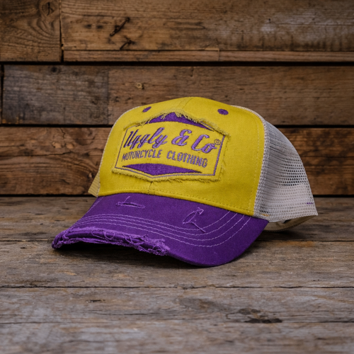 Yellow & Purple Diamond Trucker Hat