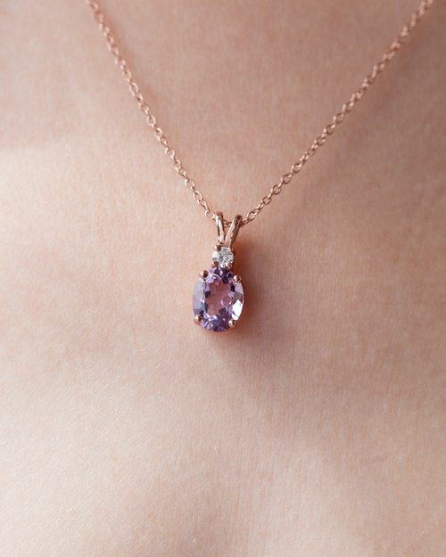 Amethyst Pendant Necklace in 18k Rose Gold Vermeil