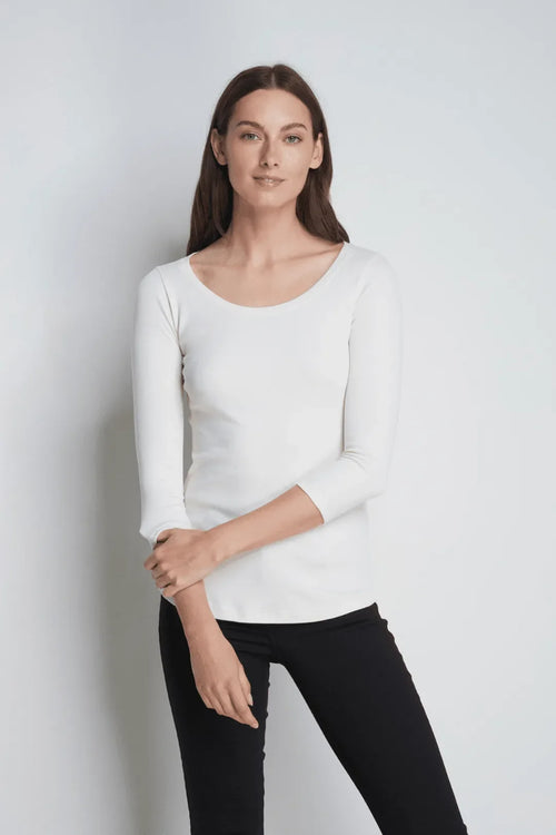 3/4 Sleeve Scoop Neck Cotton Modal T-Shirt