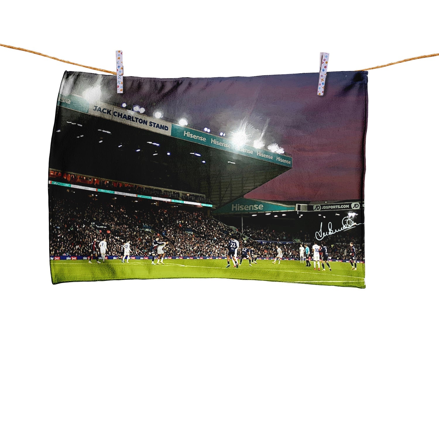 Lee Buccilli - Elland Road at Night - Microfibre Tea Towel