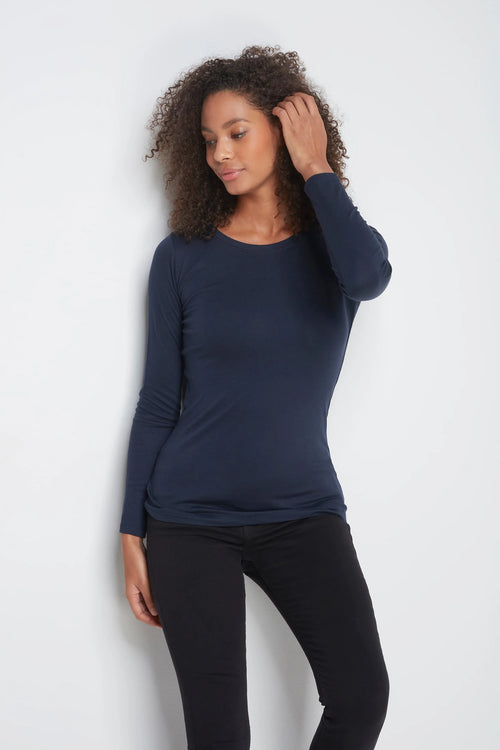 Long Sleeve Crew Neck Cotton Modal T-shirt