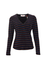 Maeko Sparkle Stripe V-Neck Top - Gold