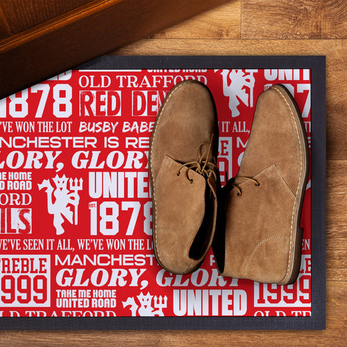 Manchester Red - Word Montage - Door Mat - 60cm x 40cm