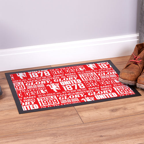 Manchester Red - Word Montage - Door Mat - 60cm x 40cm