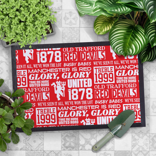 Manchester Red - Word Montage - Door Mat - 60cm x 40cm