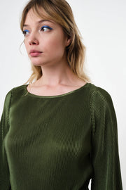 Mayanna Pleat 3/4 Sleeve Top - Sage