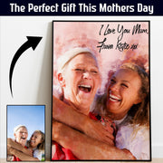 Mothers Day Personalised Watercolour Portrait