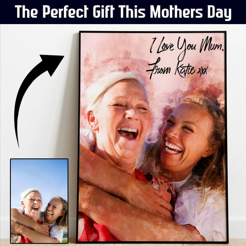Mothers Day Personalised Watercolour Portrait