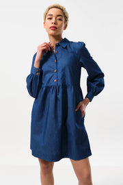 Melly Chambray Throw On Mini Dress