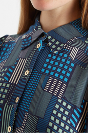 Melly Geo City Print Mini Shirt Dress