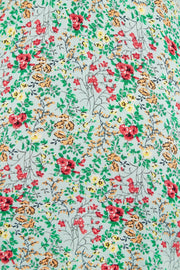 Louche Merle Flower Show Print V Neck Short Sleeve Tea Dress Green
