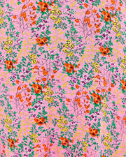 Louche Merle Flower Show Print V Neck Short Sleeve Tea Dress Pink