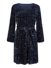 Mela Navy Sequin Smock Dress