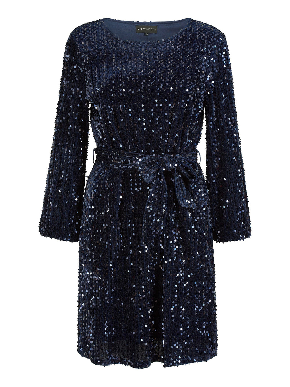 Mela Navy Sequin Smock Dress