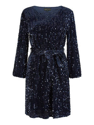 Mela Navy Sequin Smock Dress