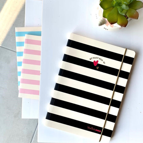 Matilda Moo | A5 Ruled Notebook | Striped | Black