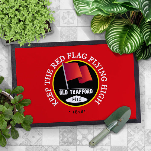 Manchester Red Red Flag  - Football Legends - Door Mat -60cm X 40cm