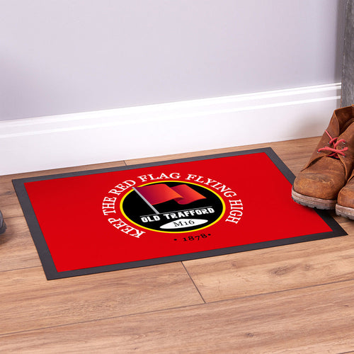Manchester Red Red Flag  - Football Legends - Door Mat -60cm X 40cm