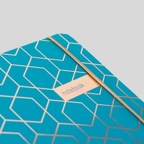 Matilda Myres | A5 Ruled Notebook with Rose Gold Foil | Teal