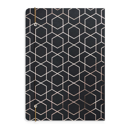 Matilda Myres | A5 Ruled Notebook with Rose Gold Foil | Black