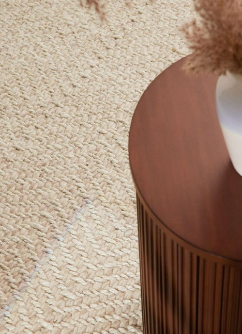 Majoli Natural White Herringbone Wool & Jute Rug