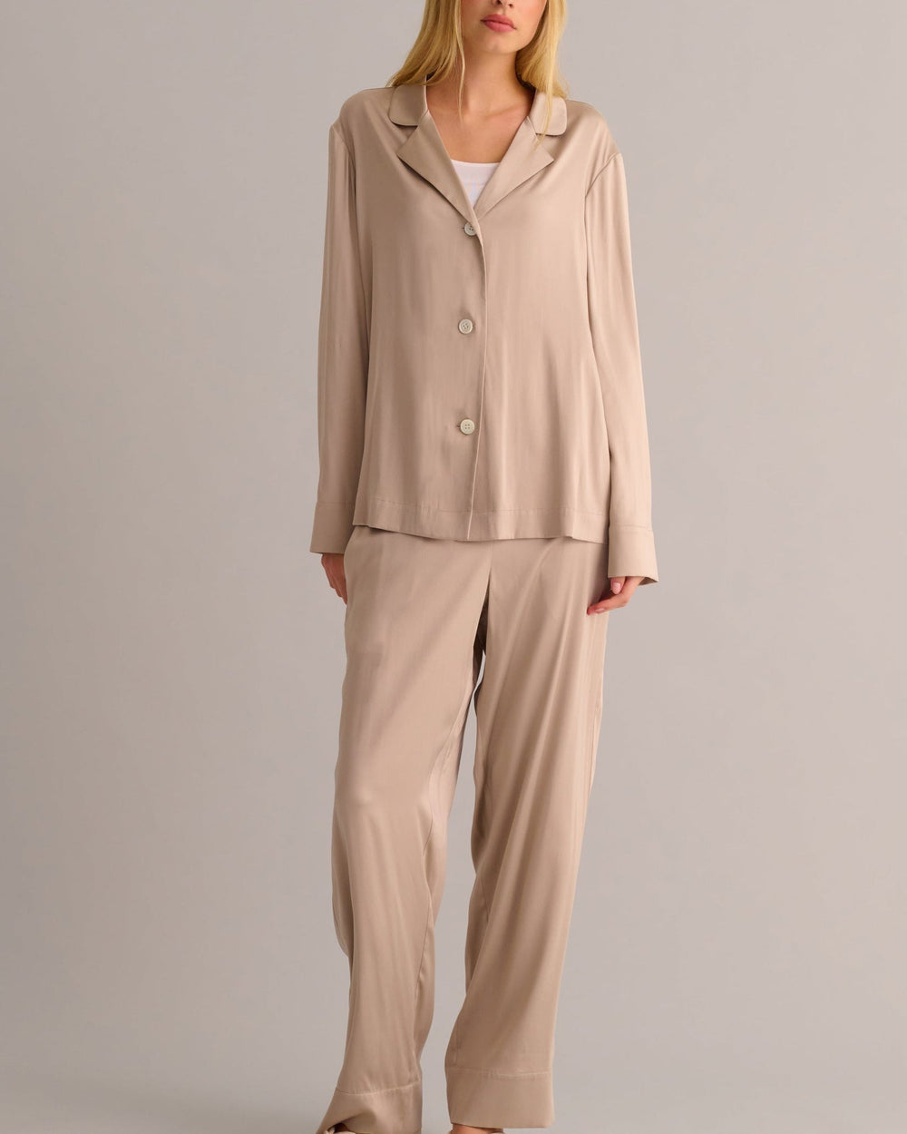 Blush Beige Classic Silk Pyjama Set
