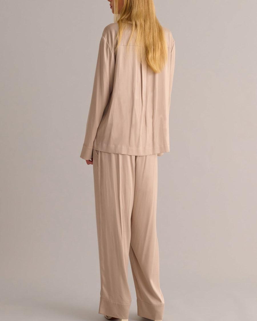 Blush Beige Classic Silk Pyjama Set