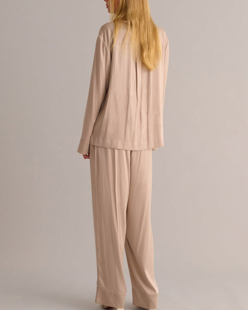 Blush Beige Classic Silk Pyjama Set