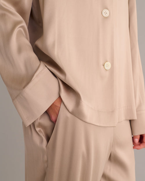 Blush Beige Classic Silk Pyjama Set