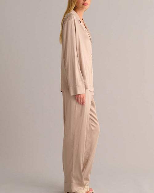 Blush Beige Classic Silk Pyjama Set