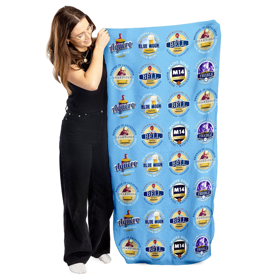 Manchester Blue - Football Legends - Microfibre Beach Towel - 150cm x 75cm