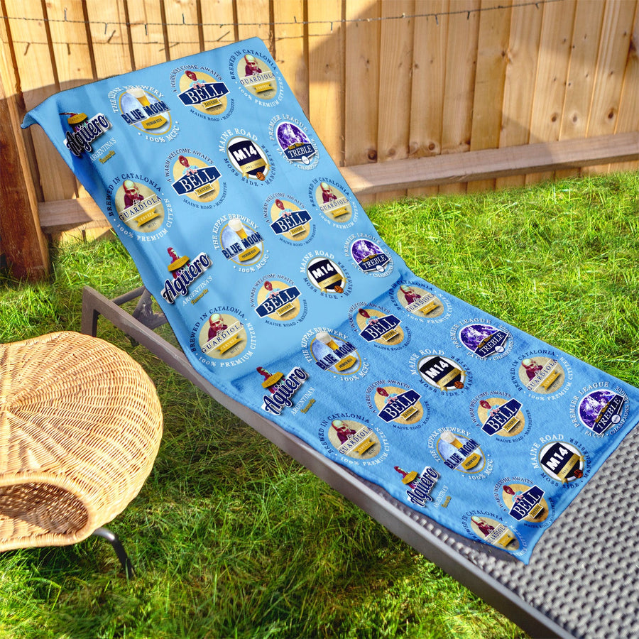 Manchester Blue - Football Legends - Microfibre Beach Towel - 150cm x 75cm