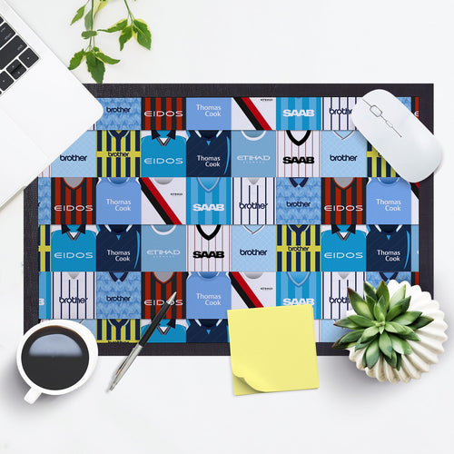 Manchester Blue Kit Montage - Retro Door Mat - 60cm x 40cm