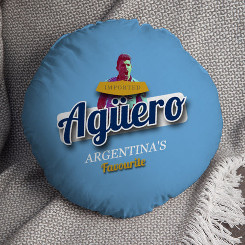 Manchester Blue Aguero - Football Legends - Circle Cushion 14"