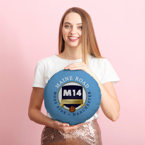 Manchester Blue Maine Road - Football Legends - Circle Cushion 14"