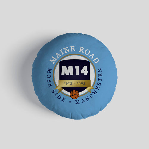 Manchester Blue Maine Road - Football Legends - Circle Cushion 14"