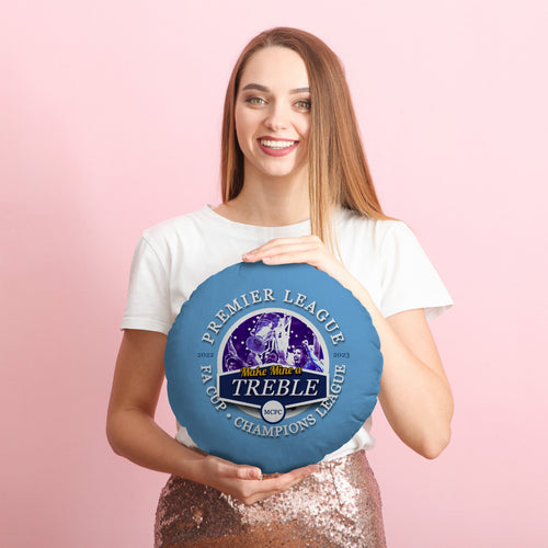 Manchester Blue Treble - Football Legends - Circle Cushion 14"
