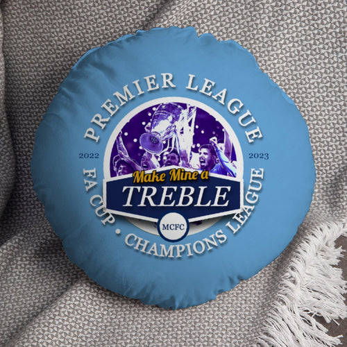 Manchester Blue Treble - Football Legends - Circle Cushion 14"