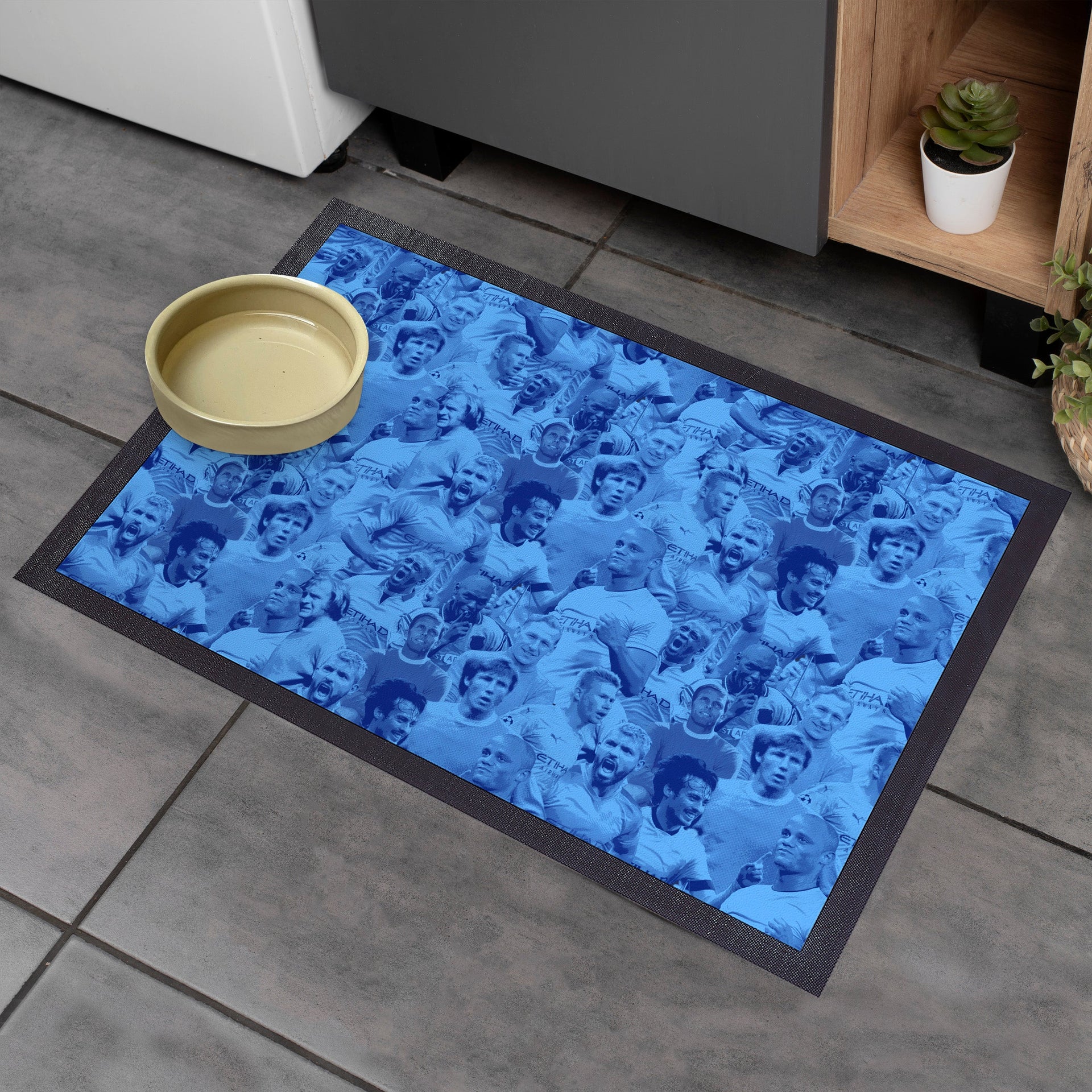 Manchester Blue Montage - Retro Door Mat - 60cm x 40cm