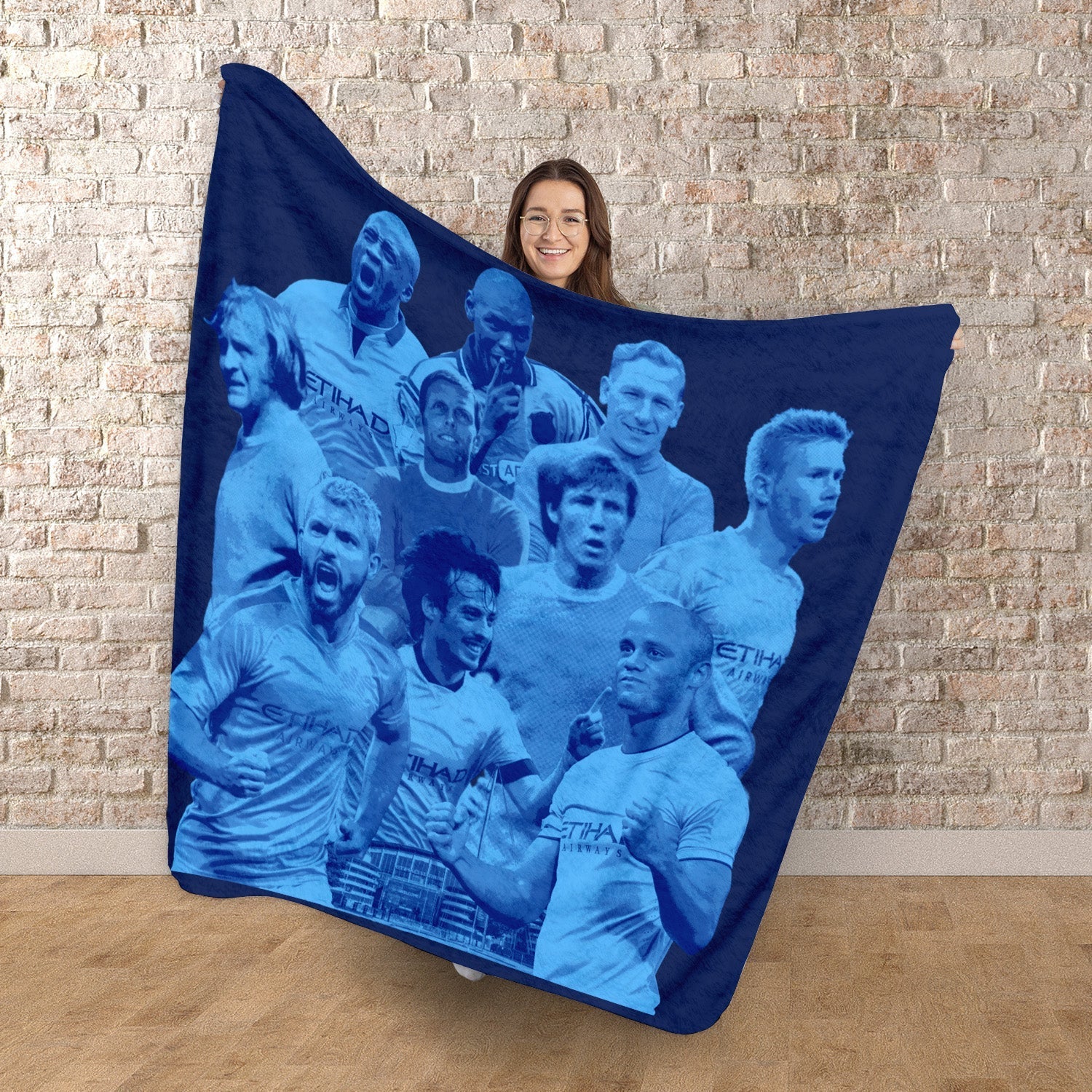 Manchester Blue Montage  - Fleece 150cm X 150cm
