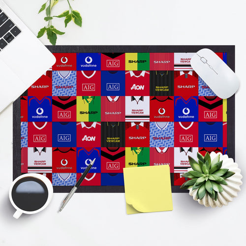 Manchester Red Kit Montage - Retro Door Mat - 60cm x 40cm