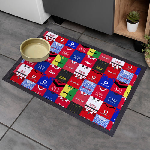 Manchester Red Kit Montage - Retro Door Mat - 60cm x 40cm