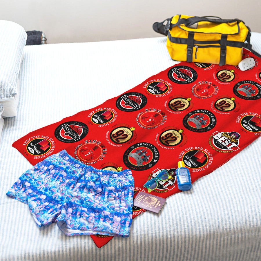 Manchester Red - Football Legends - Microfibre Beach Towel - 150cm x 75cm