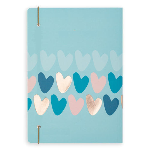 Matilda Moo | A5 Ruled Notebook | Hearts | Blue